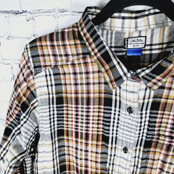 KAVU | woodland plaid flannel button up collared long sleeve shirt - Picture 2 of 5